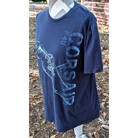 Vintage Corsair F4U WW2 Plane Gildan T Shirt Medium Blue - Picture 4 of 9